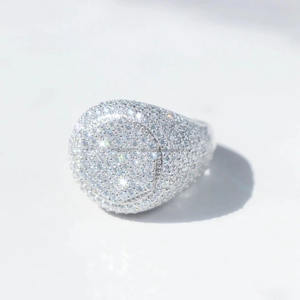 Anillo de Moissanita Iced Cluster de Plata de Ley 925, Estilo Hip Hop, Engaste Pavé, Bañado en Rodio, Regalo de Compromiso/Boda, Anillo de Meñique - Product Image 6