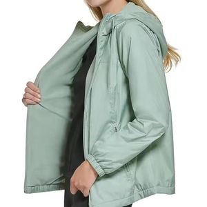 <b>Women's</b> Plus Size Hooded Waterproof <b>Jacket</b> Full Sleeve Polyester Outerwear Autumn <b>Utility</b> Style Regular Fit Solid Color <b>jacket</b> - Product Image 4