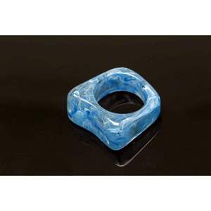 Handmade Epoxy <b>Resin</b> Irregular Shape <b>Sculpture</b> Art Collectible Decor Blue Swirl Pattern - Product Image 1