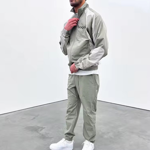 Wholesale 100% Cotton Solid Hooded Winter Jogging Tracksuit Men's <b>Zip</b>-<b>Up</b> <b>Jacket</b> Windbreaker Custom Logo Streetwear Plus Size - Product Image 2