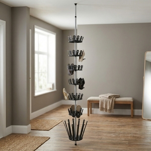 ชั้นวางรองเท้าหมุนได้ 8 ชั้น 48 คู่ แบบขายส่ง ชั้นวางรองเท้าหมุนได้เหล็ก 48 คู่ ทันสมัย สำหรับห้องนั่งเล่น เฟอร์นิเจอร์โลหะสำหรับบ้าน - Product Image 4