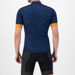 Maillot de cyclisme pour homme à manches courtes, motif à pois, col montant, séchage rapide, coupe sportive, en polyester - Product Image 4