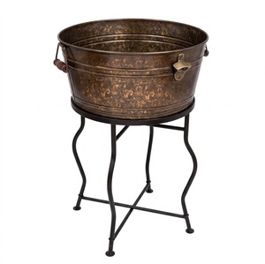 Seau à glace ovale en métal galvanisé de qualité supérieure avec support, refroidisseur de bière et de vin, présentoir de boissons pour fêtes, décoration à prix compétitif - Product Image 2