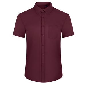 เสื้อเชิ้ตผู้ชายแบบทางการรุ่นใหม่ล่าสุด - ปกคอพับ แขนสั้น ลายเรียบ ผ้าถัก ป้องกันขนร่วง แห้งเร็ว BD - Product Image 5