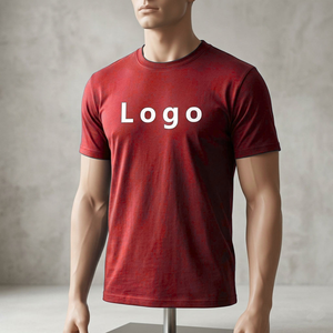 Camisetas de manga corta rojas al por mayor de alta calidad con logotipo personalizado, 100% algodón, ecológicas y antiencogimiento para hombre - Product Image 3