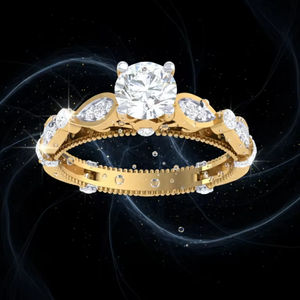 Anillo de Boda Vintage de Diamantes para Mujer, Oro de Alta Calidad, Diseño de Media Eternidad - Product Image 2