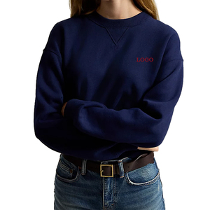Sweat-shirt en molleton lavé à col ras du cou pour femme, coupe décontractée, poignets côtelés, personnalisable OEM ODM, marque privée, vente en gros, exportation de vêtements - Product Image 1