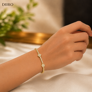 Custom Plated White <b>Gold</b> Flower Tennis Bracelet Brilliant Round Diamond Engagement Moissanite Women's Jewelry - Product Image 6