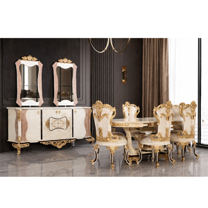 Premium Royal Heritage Dining Set with Upholstered Chairs Designer Luxury Dining Set 8 Seater Dining <b>Table</b> Set Comfort Furniture - Product Image 3