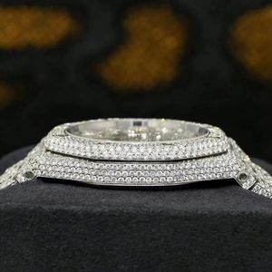 Buss Luxury White <b>Arabic</b> Numbers Automatic Movement Stainless Steel 20mm Analog <b>Watches</b> Hiphop VVS Moissanite Waterproof Diamond - Product Image 3