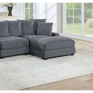 Cojín suave de pana gris oscuro cóctel Otomano 1 pieza muebles de sala de estar con patas de madera taburetes y otomanos - Product Image 5