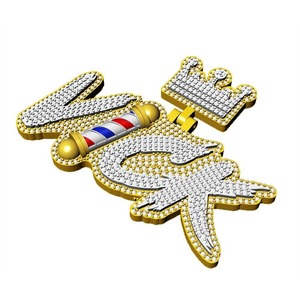 Collar de corona chapado en rodio con micro pavé de perlas de agua dulce y circonitas, estilo Hip Hop Barber Clipper, para hombre, joyería llamativa - Product Image 5