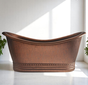Freestanding Oval Copper Bathtub Industrial Style Durable <b>Metal</b> Soaking <b>Tub</b> for Adults BATHING - Product Image 3