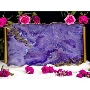 Bandeja de Resina Epoxi Hecha a Mano, Bandeja Decorativa de Lujo para Mesa de Centro, Disponible a Precio de Venta para Exportación - Product Image 1