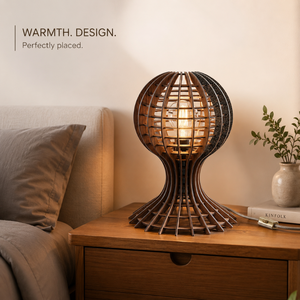 Premium Globe <b>Table</b> Lamp Wooden Laser Cut Decorative Lighting | Handcrafted Wooden Sphere Lamp for Living Room Bedroom Study - Product Image 2