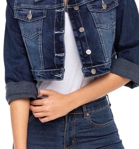 2026 Women Solid green Color Oversize Denim Jacket High Quality Cotton Fabric <b>Stand</b> Collar Street Style Denim Jacket For Ladies - Product Image 6