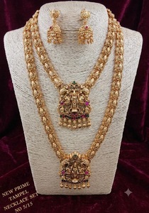 Collar corto y aretes Jhumka a juego de Lord Venkateswara Balaji, conjunto de joyería divina para uso festivo. - Product Image 3