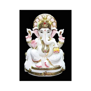 Blanc Makrana Marbre Ganesha Statue - Product Image 1