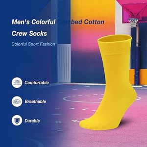 yellow Crew <b>Socks</b> Pack of 10 | Soft Cotton Everyday <b>Socks</b> | Comfortable Casual <b>Socks</b> | Unisex Plain <b>Socks</b> | Bulk <b>Socks</b> Set - Product Image 3