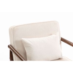 Fauteuil d'appoint moderne du milieu du siècle avec rangement, structure en bois, chaise de salon rembourrée avec coussin lombaire pour la lecture - Product Image 3