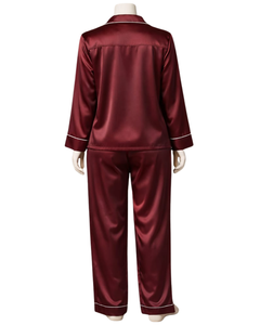 Conjunto de Pijama de Satén Amarillo Personalizado para Mujer, Manga Larga, con Botones, Estilo Seda, Ropa de Dormir de Dos Piezas, Conjunto Cómodo para Estar en Casa - Product Image 5