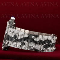 Reloj de Lujo para Hombre, Automático, Esqueleto, de Acero Inoxidable con Cristales |   Reloj de Pulsera Mecánico Cuadrado con Diamantes Blancos y Negros, Cristal de 20 mm con Incrustaciones Completas