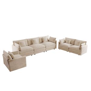 Divano Sezionale Moderno a 3 Posti con Seduta Extra Profonda, Divano Oversize a 3 Posti e Poltrona Singola per Soggiorno, Set da 3 Pezzi - Product Image 3