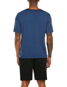 <b>Men's</b> Cotton Short Henley Sleepwear <b>Pajamas</b> Soft Comfortable Classic Button-Down Woven Summer Shorts <b>Set</b> - Product Image 2