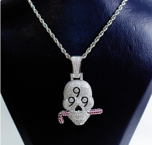 Colgante de calavera con diamante moissanita, plata de ley 925, joyería gótica hip hop unisex - Product Image 5