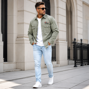 FLY HUMBLE SPORTSWEAR Men's Black Corduroy Blouson Windproof Turn-down Collar Regular Fit Casual Autumn Wear 100% Cotton - Product Image 5