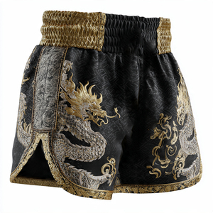 Pantalones Cortos de Muay Thai Lisos de Satén, Pantalones de Boxeo con Cintura Elástica, Sublimación, Pantalones Cortos de Muay Thai Personalizados para Hombre - Product Image 3