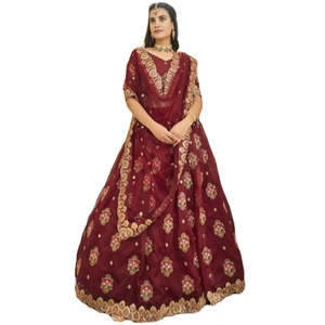 Dhwaja Export Designer Premium Organza Zari Thread Sequins Embroidery Work Georgette Heavy Wedding Lehenga Choli Style Indien - Product Image 1