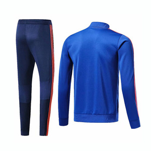 Men's Blue Full-<b>Zip</b> <b>Hooded</b> Tracksuit with Orange Stripes Breathable Sporty Design Regular Fit Side Pockets Winter Wear - Product Image 2