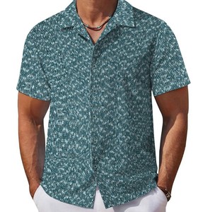 Men's Short Sleeve Printed Casual Shirt Turn-<b>down</b> Collar Summer Woven Patterned Button Front Design - Product Image 2