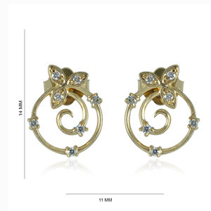 Boucles d'oreilles à clous en or jaune 18 carats avec diamants naturels, bijoux fins faits à la main, vente en gros, boucles d'oreilles en diamants - Product Image 1