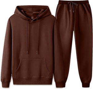 Winter Streetwear Fleece 2 Piece Set Men Tracksuits Long Pants with Pockets and string and Pull Over Hoodie <b>Jogging</b> <b>Suits</b> - Product Image 2