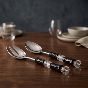 Ensemble d'ustensiles modernes pour servir les salades, cuillère et fourchette en métal pour mélanger, saupoudrer et servir des salades fraîches à la maison ou dans les restaurants - Product Image 4