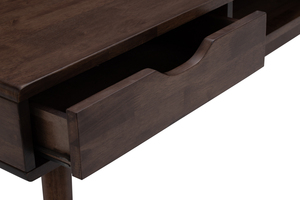 Mid-Century Modern Solid Wood <b>TV</b> <b>Stand</b> with 2 Storage Drawers Tapered Legs Dark Walnut Finish Fits 50-54" <b>TVs</b> Easy Assembly - Product Image 3