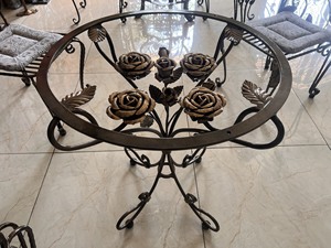 Traditional <b>Aluminum</b> Garden <b>Table</b> Rose Design Outdoor Furniture Durable Coffee <b>Table</b> for Patio Use Weather Resistant Stackable - Product Image 1