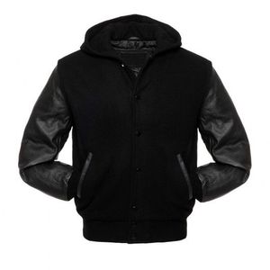 Chaqueta Universitaria de Béisbol para Hombre, Personalizada con Logotipo Bordado en la Parte Delantera, Negra, Larga, para Parejas, 100% Algodón Transpirable - Product Image 1