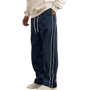 Nouveau Pantalon de Jogging Homme Tendance Streetwear, Pantalon de Sport Décontracté Rayé Superposé, Coupe Ample Droite à Jambes Larges 2025 - Product Image 1