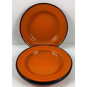 <b>Decorative</b> Metal <b>Plates</b> & Dishes Enamel Coated Food Contact Safe Durable Customizable Designs Enamel <b>Plates</b> For Restaurants - Product Image 6