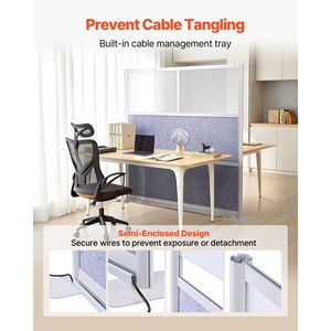 Divisorio per Ufficio 183x183 cm, Partizione Modulare per Postazioni di Lavoro, Parete Divisoria in Vetro Smerigliato PET - Product Image 3