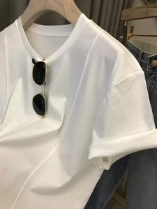 Camisetas de algodón para mujer, ropa de verano con cuello redondo, informal, Boutique - Product Image 4