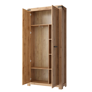 Armoire moderne en bois de style nordique, modèle Mortiz Newry, avec portes battantes à deux battants, autoportante, en chêne artisanal. - Product Image 2