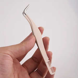 Pinzas para pestañas de acero inoxidable, pinzas para extensión de pestañas con peine, herramienta de aplicación de pestañas postizas, 1 ud. - Product Image 4
