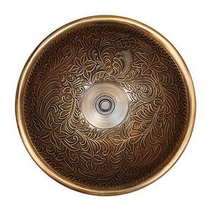 Lavabo de Lujo de Latón Forjado a Mano con Acabado Antiguo, Forma Ovalada, Textura Martillada, para Encimera de Baño, Cuenco Metálico - Product Image 1