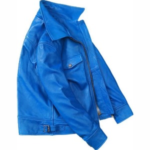 เสื้อแจ็คเก็ตสไตล์คาเฟ่เรเซอร์สำหรับผู้ชาย สีน้ำเงิน แบบ Trucker - Product Image 2