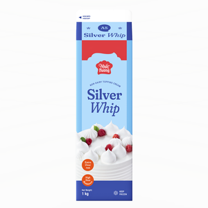 วัตถุดิบเบเกอรี่และขนมหวานระดับพรีเมียมสำหรับอุตสาหกรรมอาหาร ฮาลาล ซิลเวอร์วิป ครีมเทป๊อปปิ้งไม่ผสมนม 1 กก. ฉลากสั่งทำ - Product Image 1