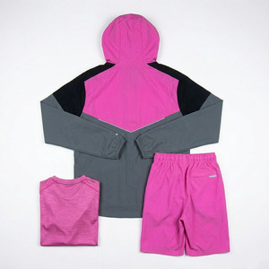 Men's 3 Piece Lightweight Nylon Tracksuit Set Hooded <b>Jacket</b> T-Shirt Shorts Solid Sportswear Gym Fitness - Product Image 2